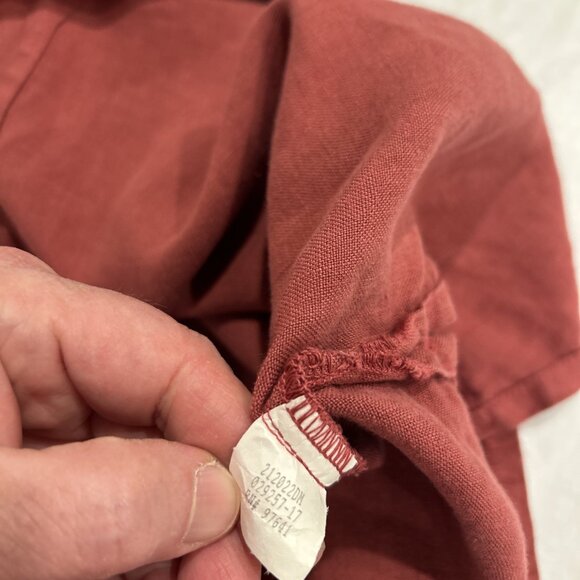 Vtg J Jill Womens Button Up Linen Blend Tunic Top Pleats Rust L Coastal Bohemian - Picture 9 of 10